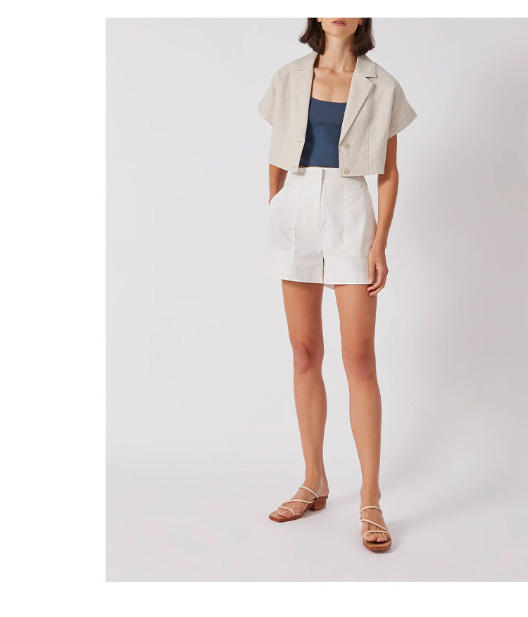 French Cotton Linen Cropped Shirt
