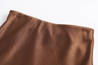 Fleece lined Satin Micro Fishtail Skirt