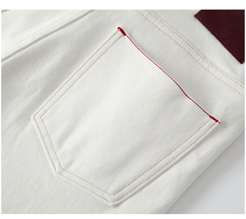 High End Red Edge White Cropped Jeans