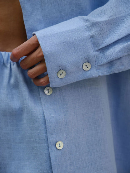 Casual Loose Button-down Shirt & Shorts Set