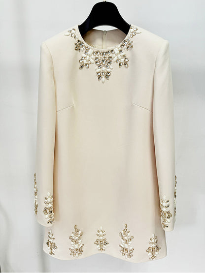 Beads & Diamond Long Sleeve Dress