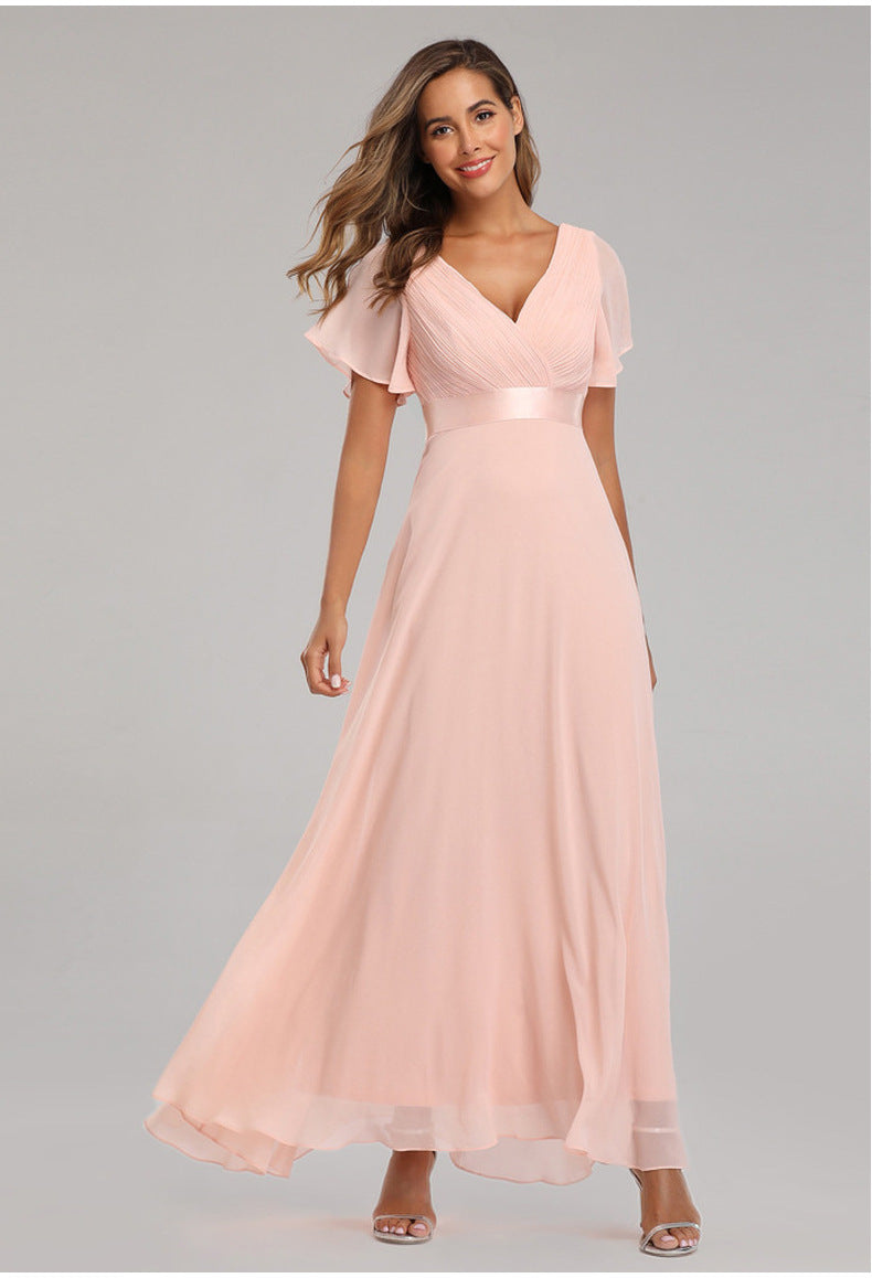 V-neck Chiffon Evening Dress