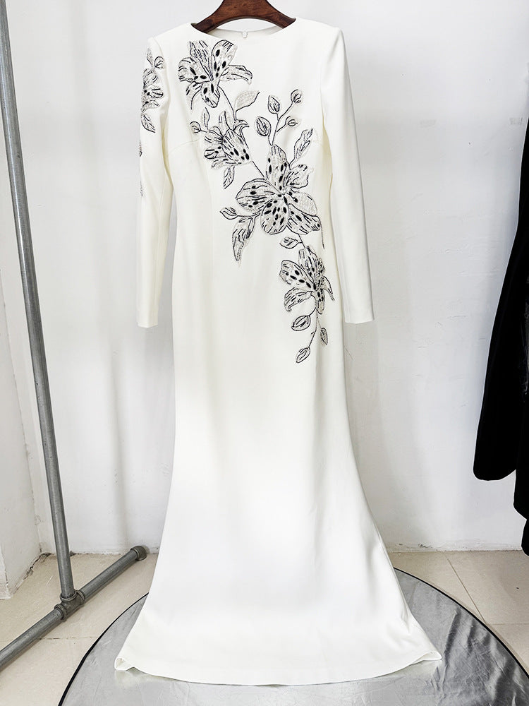 Embroidered Beads Maxi Dress