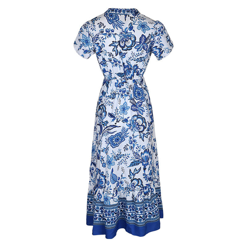 Blue Printed Maxi Dress