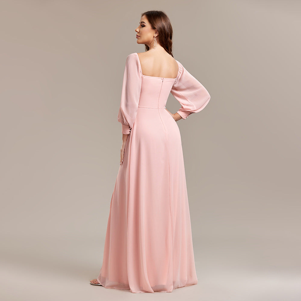 Pink A line Chiffon Dress