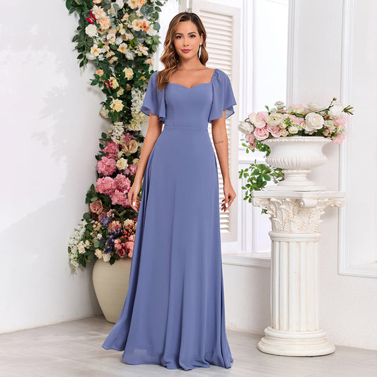 Blue Chiffon Evening Dress