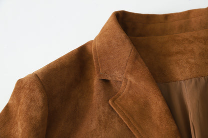 Faux Suede Loose Blazer