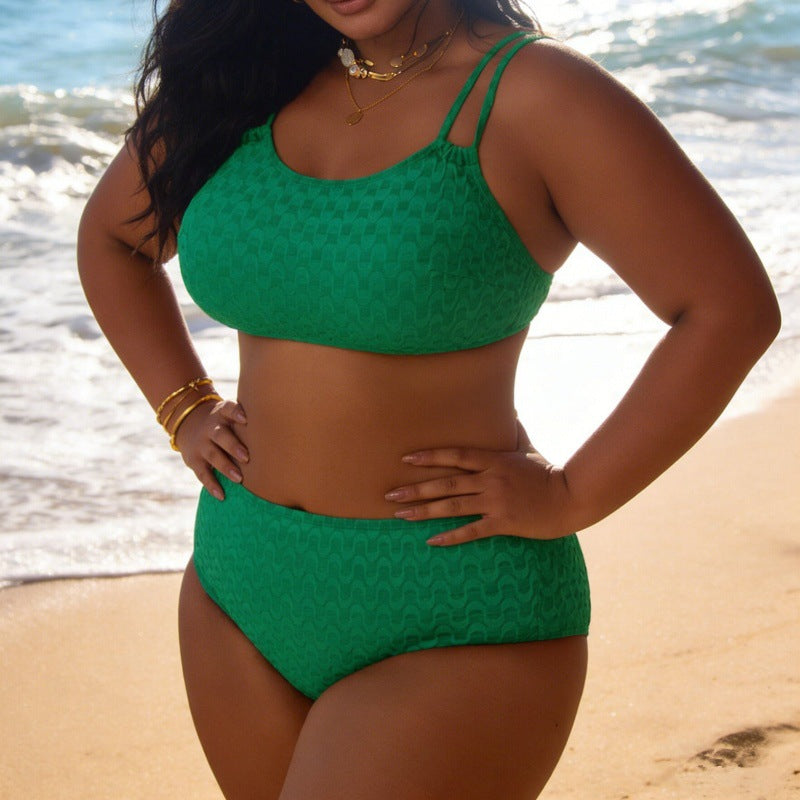 Wave Print Green Bikini