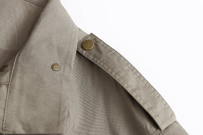 Fashionable Street Retro Design Stand Collar Profile Casual Overall Trench Coat