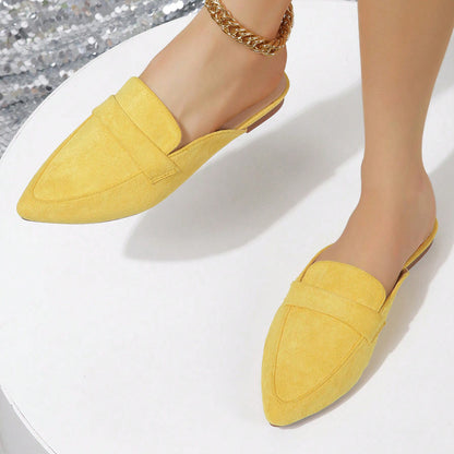 Pointed Faux Suede Mules