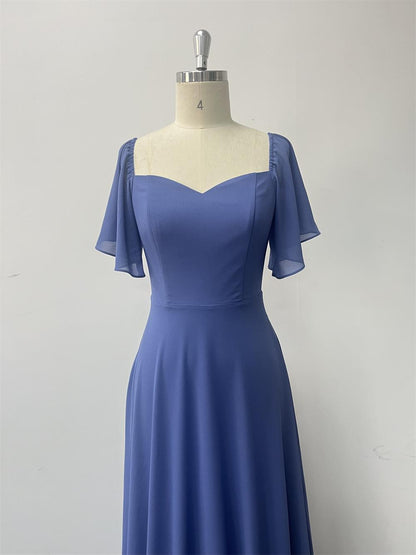 Blue Chiffon Evening Dress