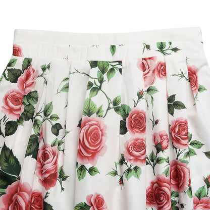 Rose Printed High Waist Skirt