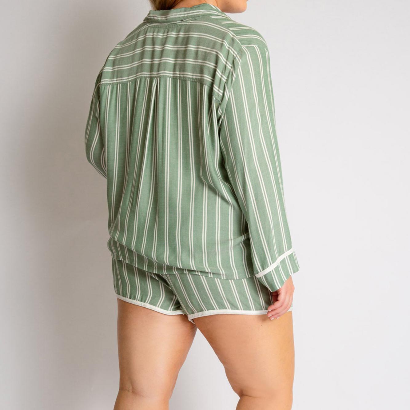 Candy Striped Pajamas Long Sleeve Shorts Set