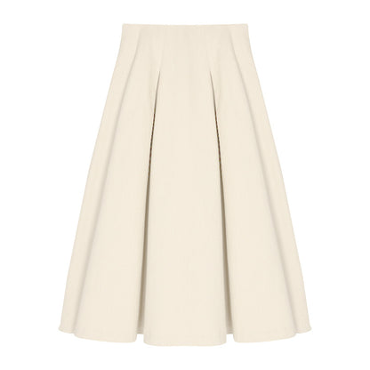 Pleated Apricot Cotton Skirt