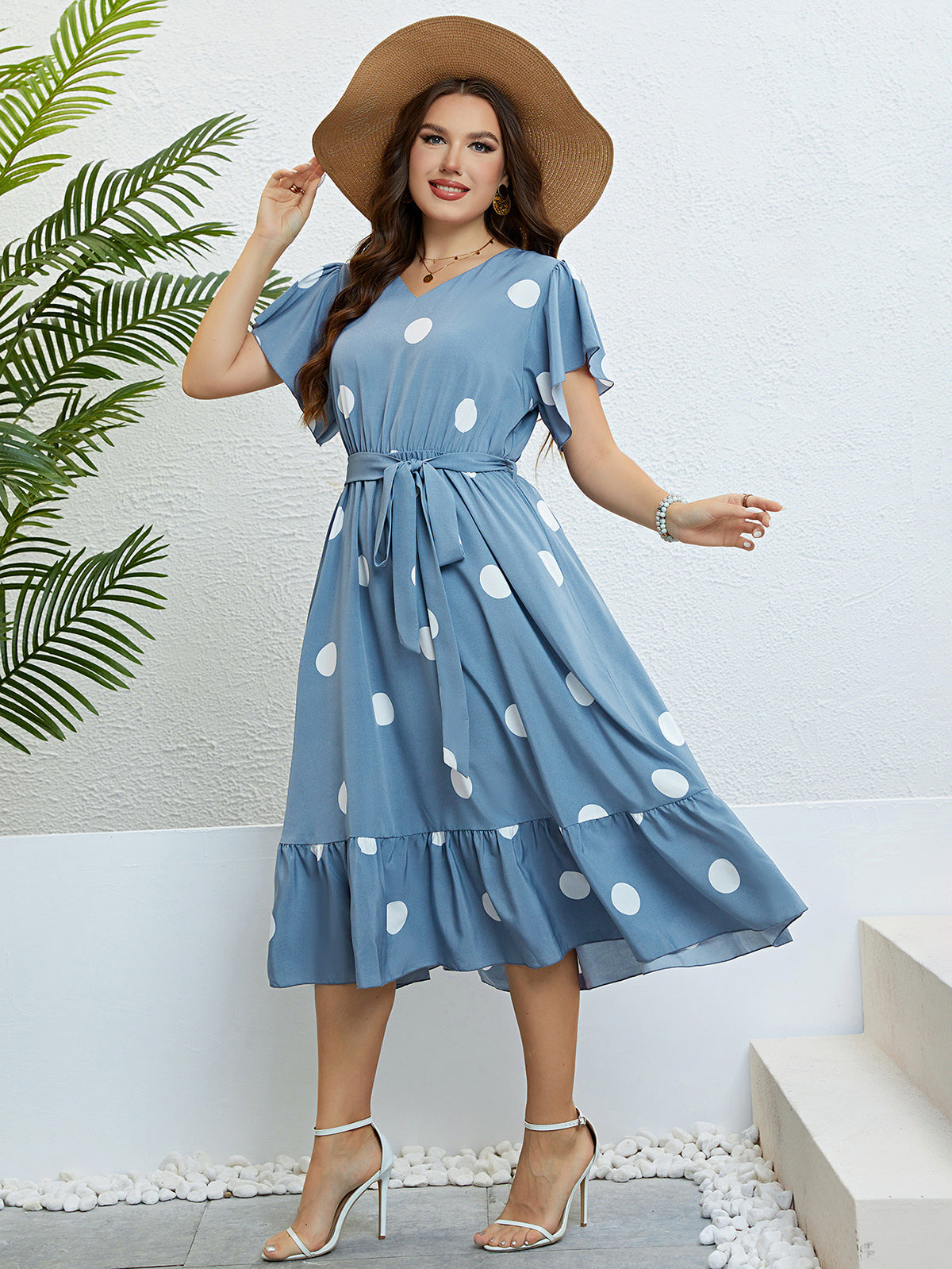 Blue Polka Dot Summer Dress