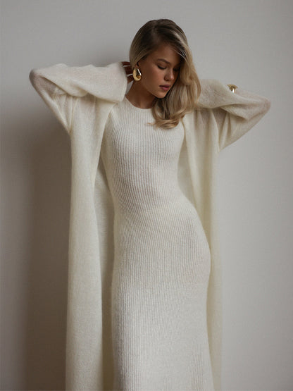 Knitted Cardigan & Dress Two-Piece Set