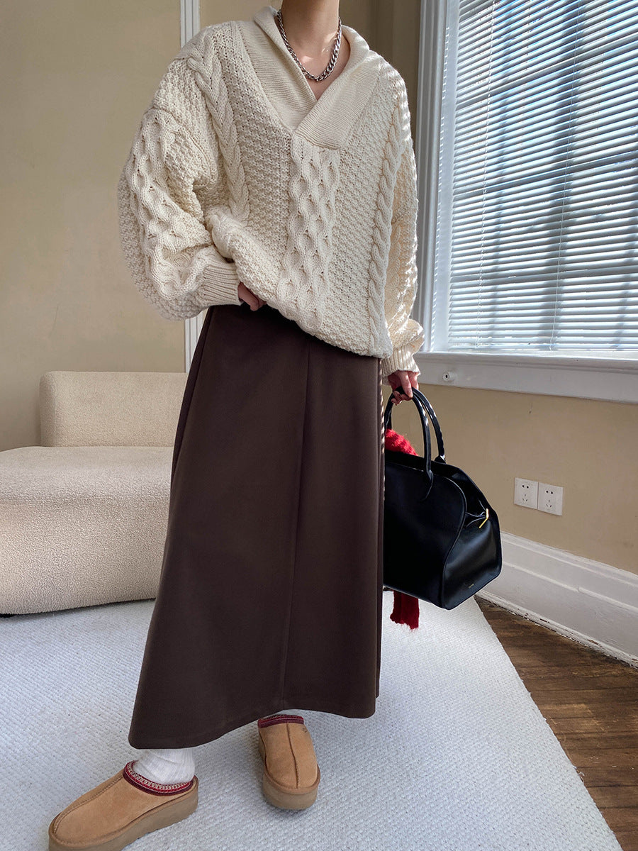 Grazina Brown Woolen Skirt