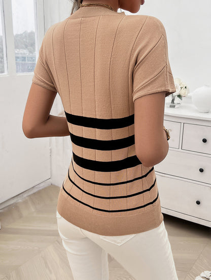 Elegant Slim Striped Sweater Top