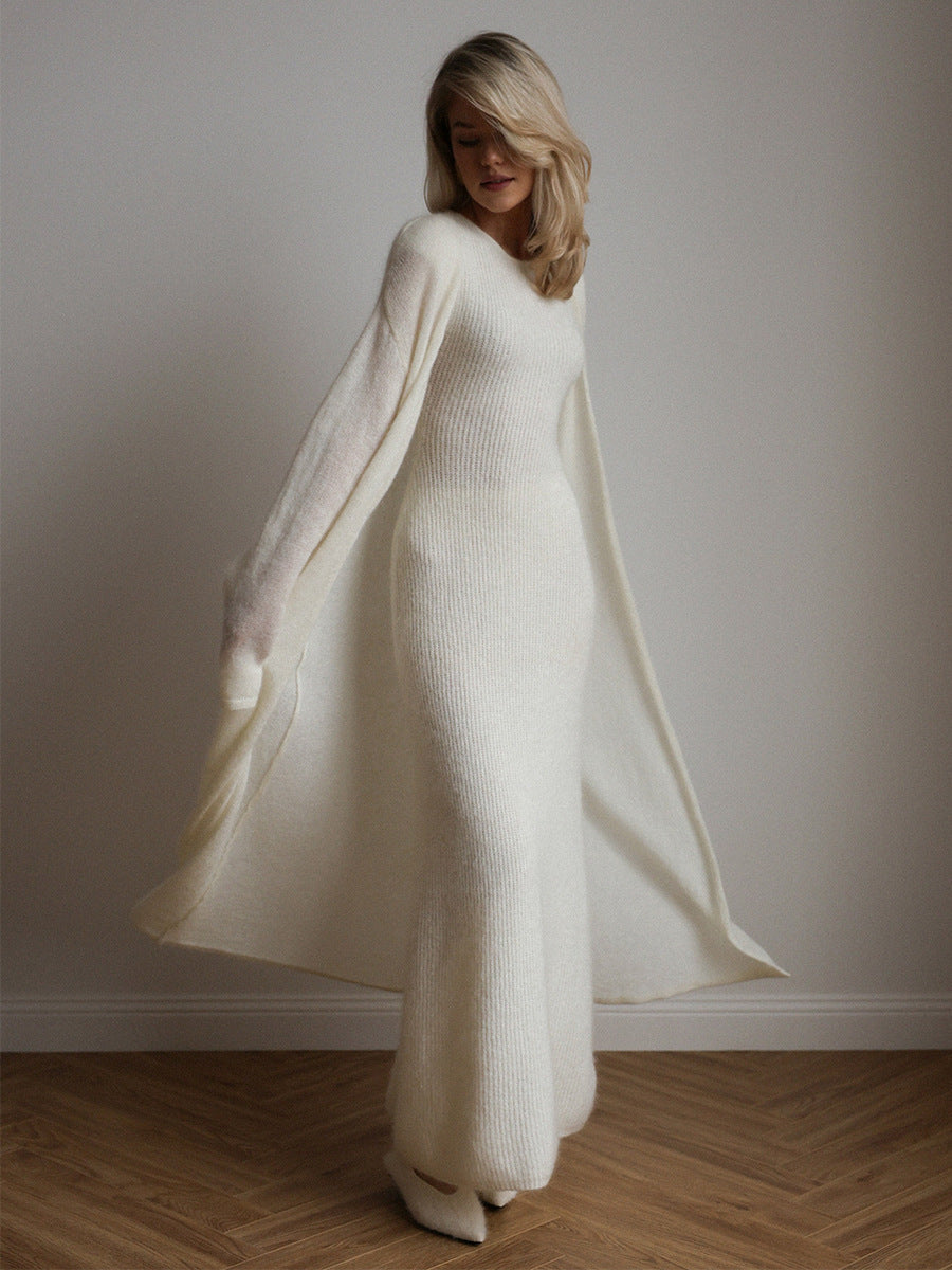 Knitted Cardigan & Dress Two-Piece Set