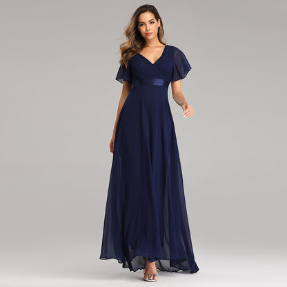 V-neck Chiffon Evening Dress