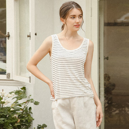 French Striped Linen Top