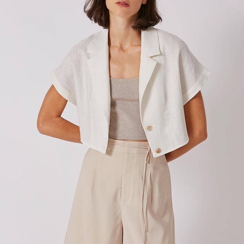 French Cotton Linen Cropped Shirt