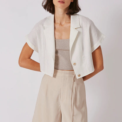 French Cotton Linen Cropped Shirt