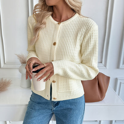 Ivory Waffle Cardigan