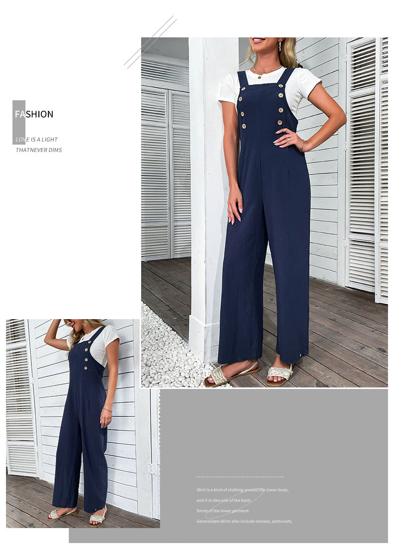 Navy Straight-Leg Overalls