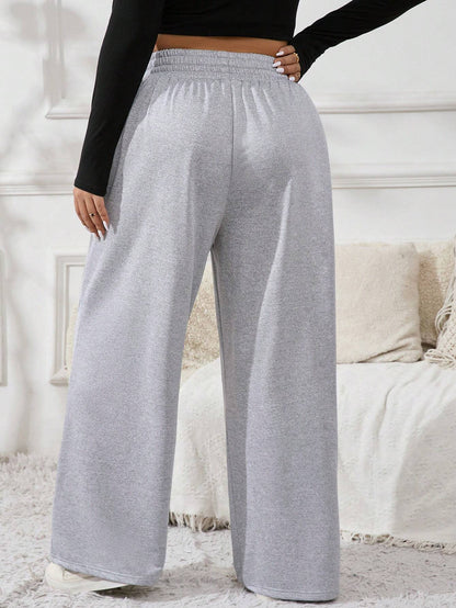Drawstring Elastic Waist Straight Pants