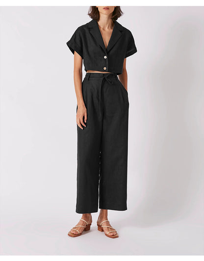 French Cotton Linen Cropped Shirt