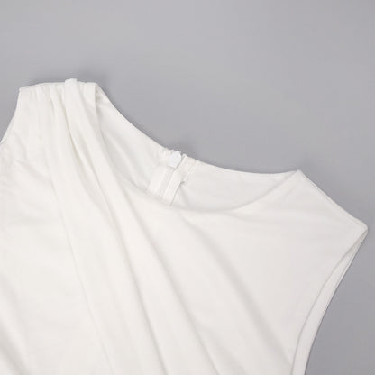 White Summer Asymmetric Maxi Split Dress