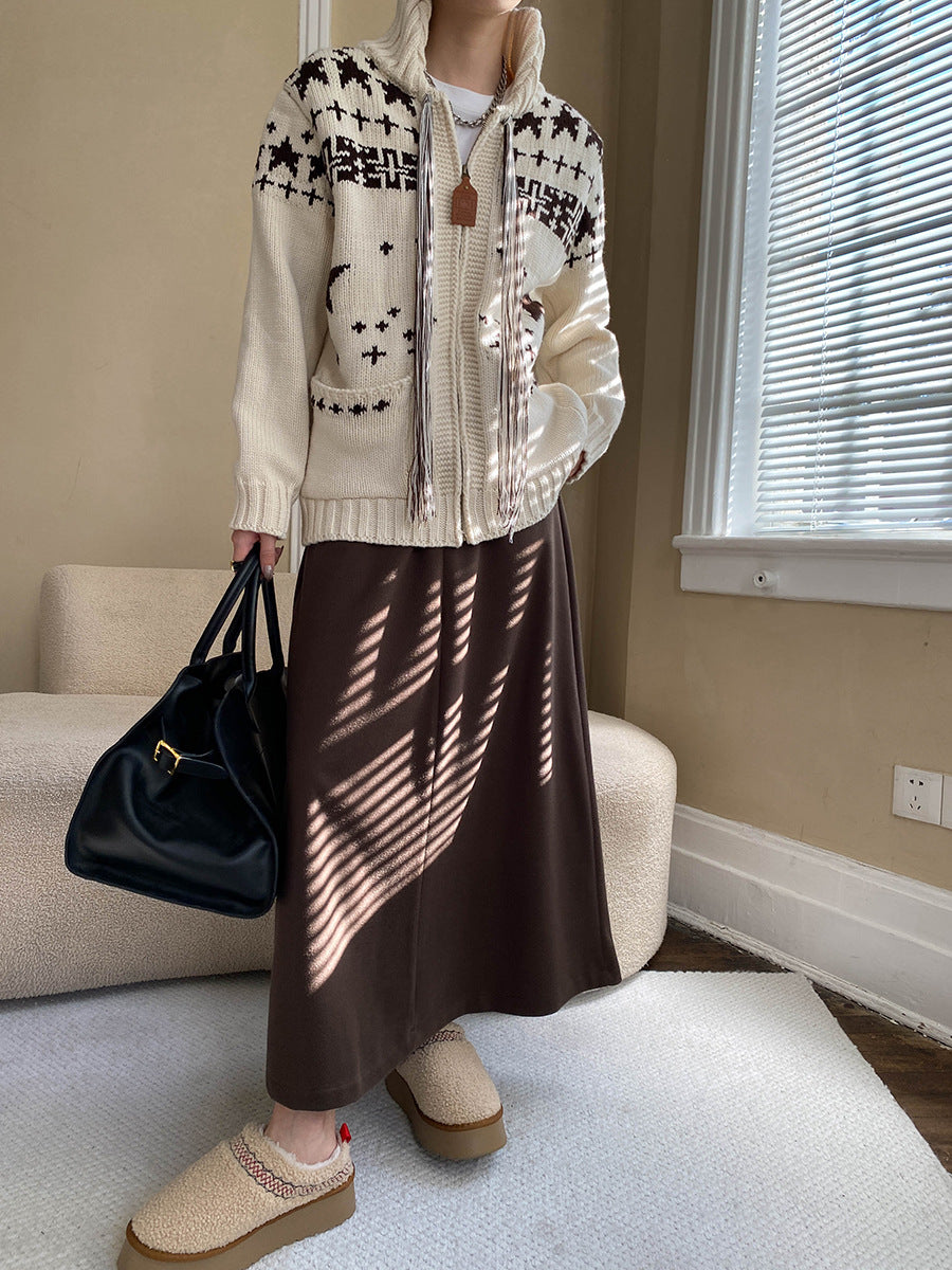 Grazina Brown Woolen Skirt