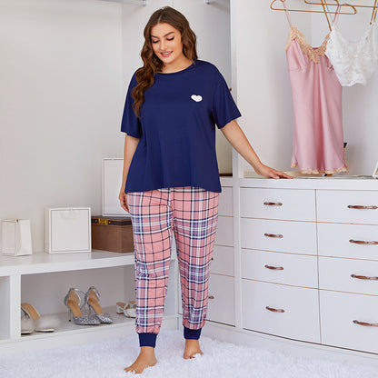 Curvy Heart Two-Piece Navy Pajama Set