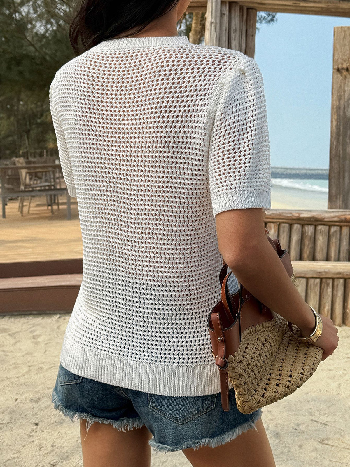 Cutout Floral Embroidered Top