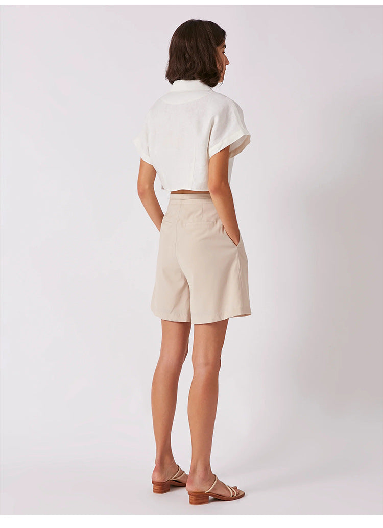 French Cotton Linen Cropped Shirt