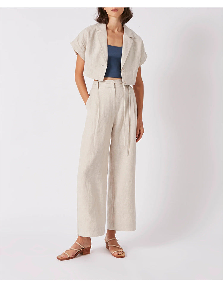 French Cotton Linen Cropped Shirt