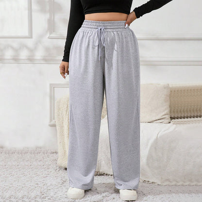 Drawstring Elastic Waist Straight Pants