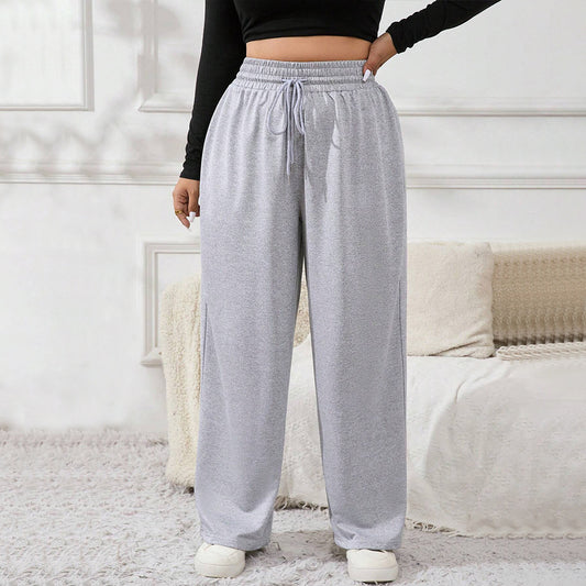 Drawstring Elastic Waist Straight Pants