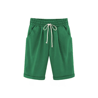 Cotton Elastic Waist Loose Boat Shorts