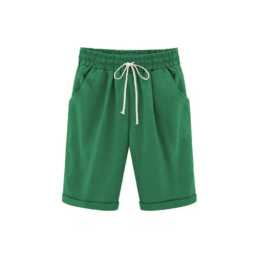 Cotton Elastic Waist Loose Boat Shorts