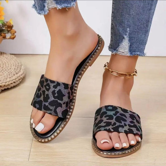 Flat Leopard Print Lightweight Sandals