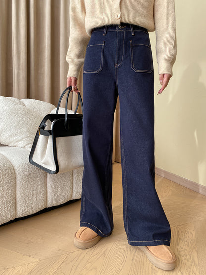 Double Pocket Wide Leg Jeans