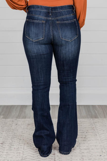 Pantalones acampanados elásticos de cintura alta