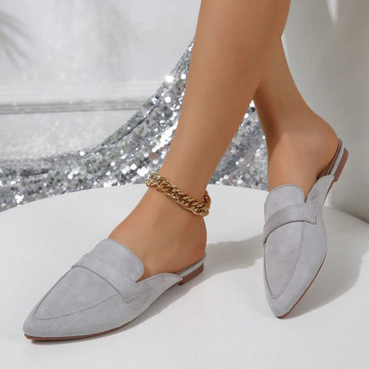 Pointed Faux Suede Mules