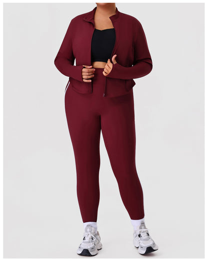 Stand Collar Coat & Pants Two Piece Sets