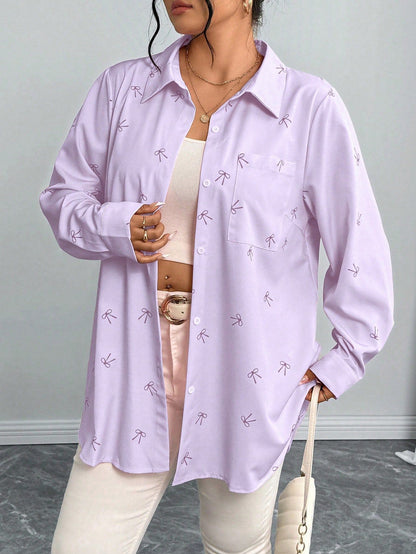Bow Print Button down Shirt