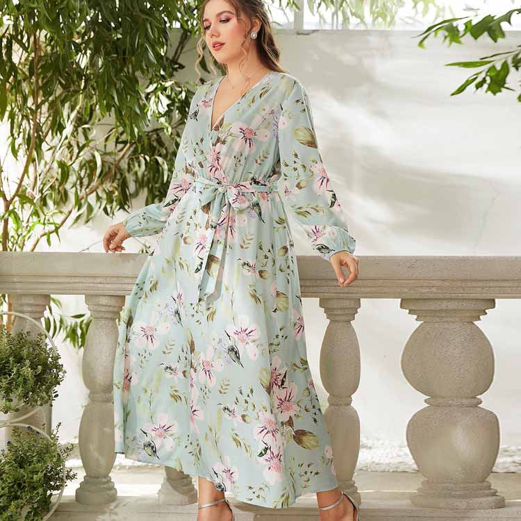 Caroline Mint Floral Dress