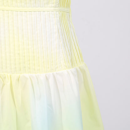 French Strapless Floral Print Pleated Dress