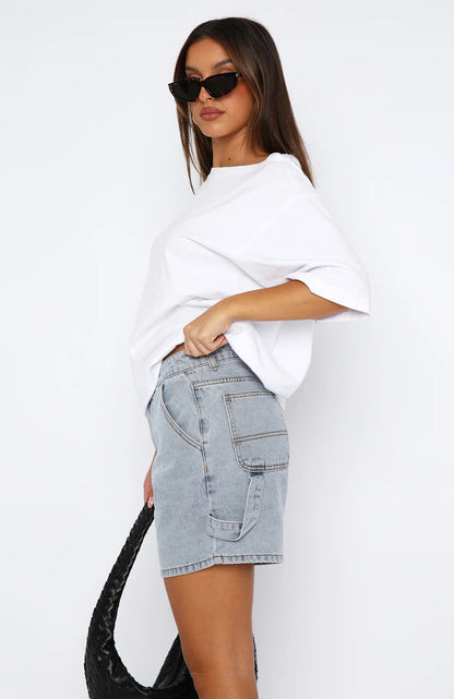 Summer Street Hipster Washed Overalls Denim Shorts